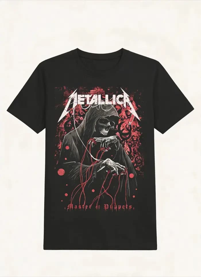 T-Shirt Wolf Metallica Band 100% coton
