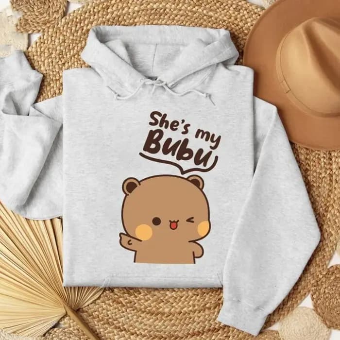 Bubu Dudu Bear Couple sweats à capuche assortis pour elle et lui tenue pull col rond manches longues mode doux