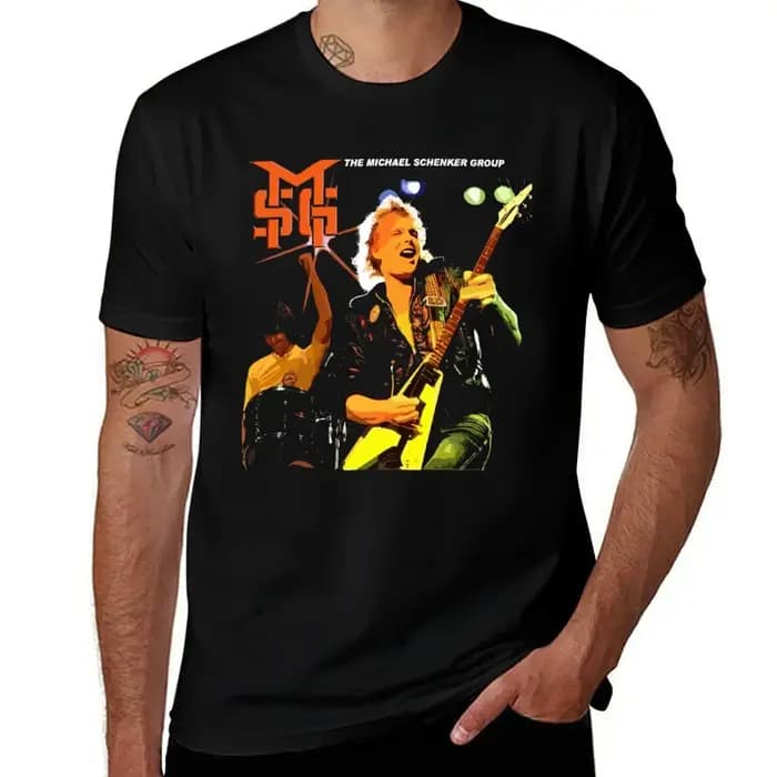 T-shirt graphique en coton Michael Schenker pour hommes