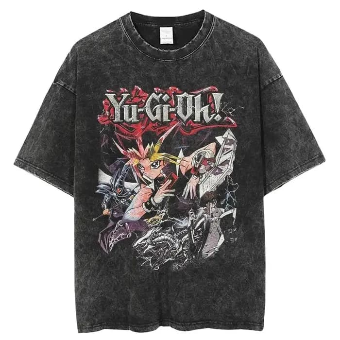Anime Yu Gi Oh Yami Yuugi Cool graphique T-shirt hommes Manga surdimensionné t-shirts lavé coton T-shirt Harajuku mâle Vintage T-shirt