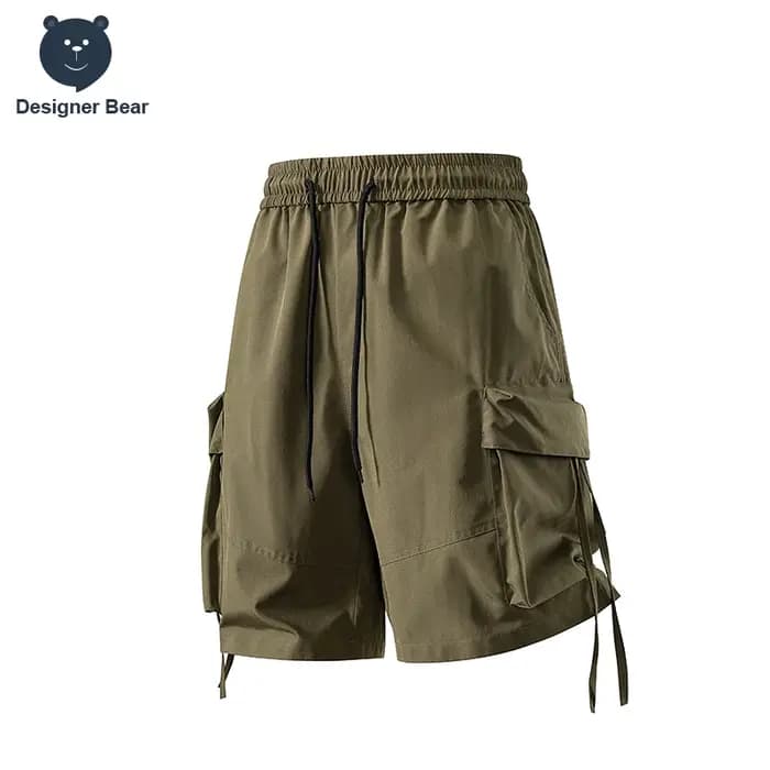 Short Cargo Homme Style Américain Nouvelle Collection Été 2026 Grande Poche Streetwear Décontracté Sportif Noir Jeunesse