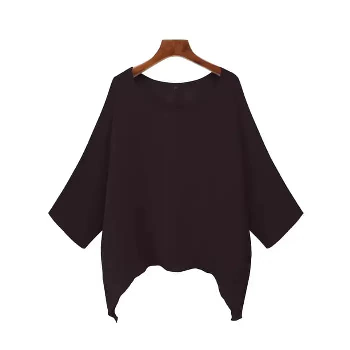 Nouveaux T-shirts amples à manches chauve-souris unies pour femmes, col rond, décontractés, avec our