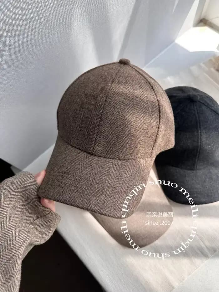 Casquette en laine à chevrons