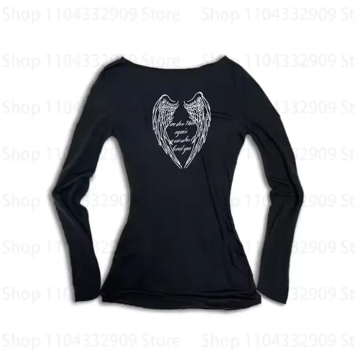 T-shirt manches longues femme Y2K Streetwear Vintage Harajuku gothique Hip Hop Emo fille lettre graphique imprimé Grunge haut