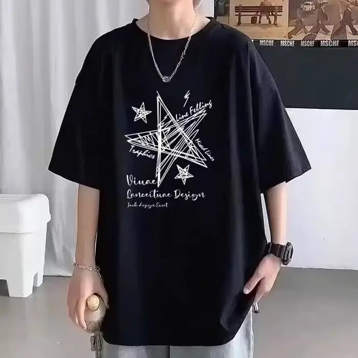 T-shirt surdimensionné imprimé étoiles Line pour hommes et femmes