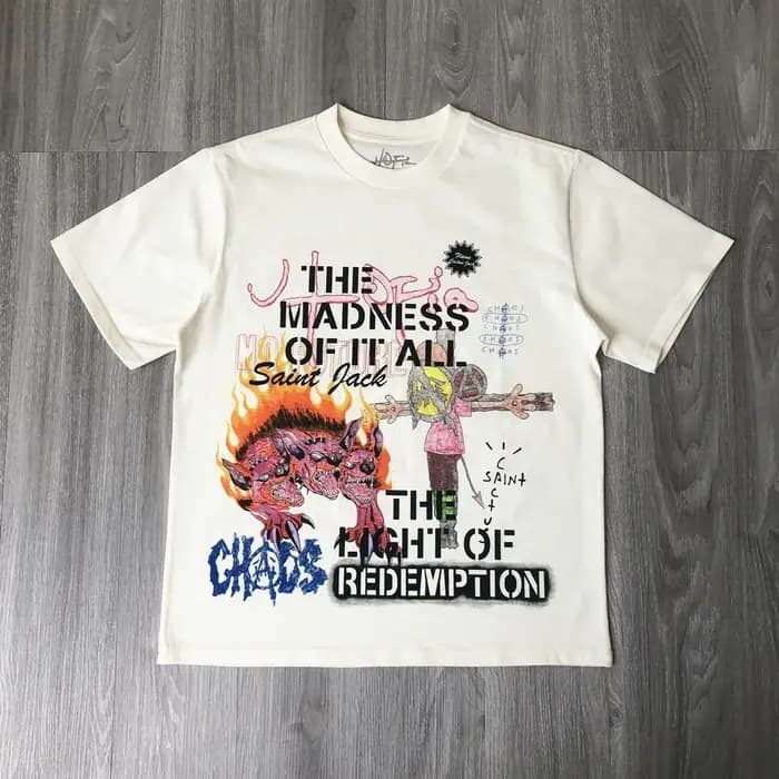 T-shirt imprimé Saint OF Michael pour homme, streetwear, animation, fouling, vintage, décontracté, m