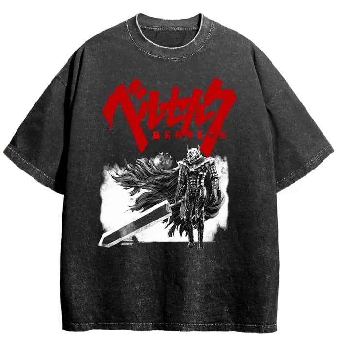 Berserk Guts T-shirt Manga graphique Vintage lavé
