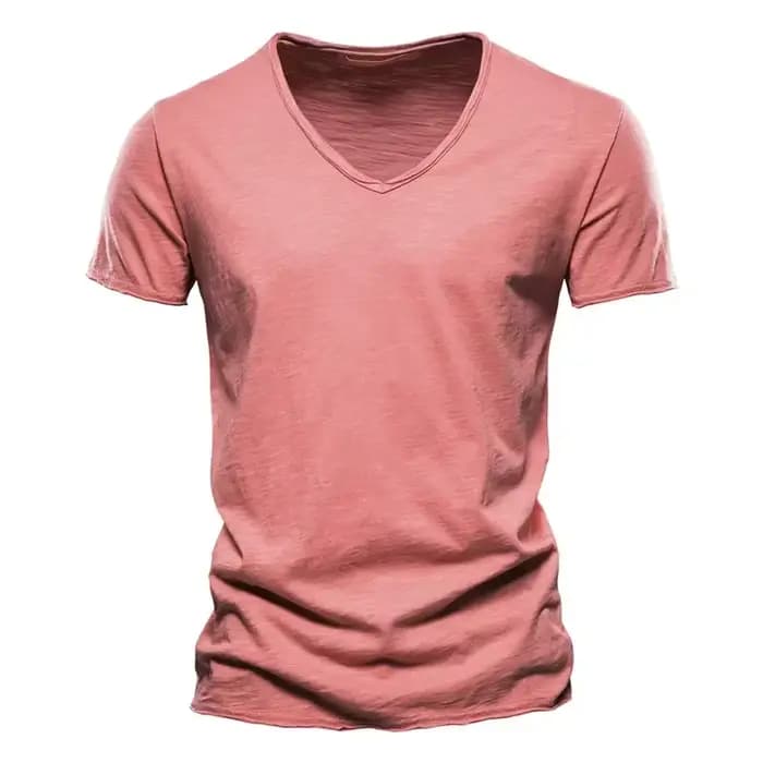 2025 nouvelle marque qualité 100% coton hommes T-shirt col en v Design de mode coupe ajustée T-shirts