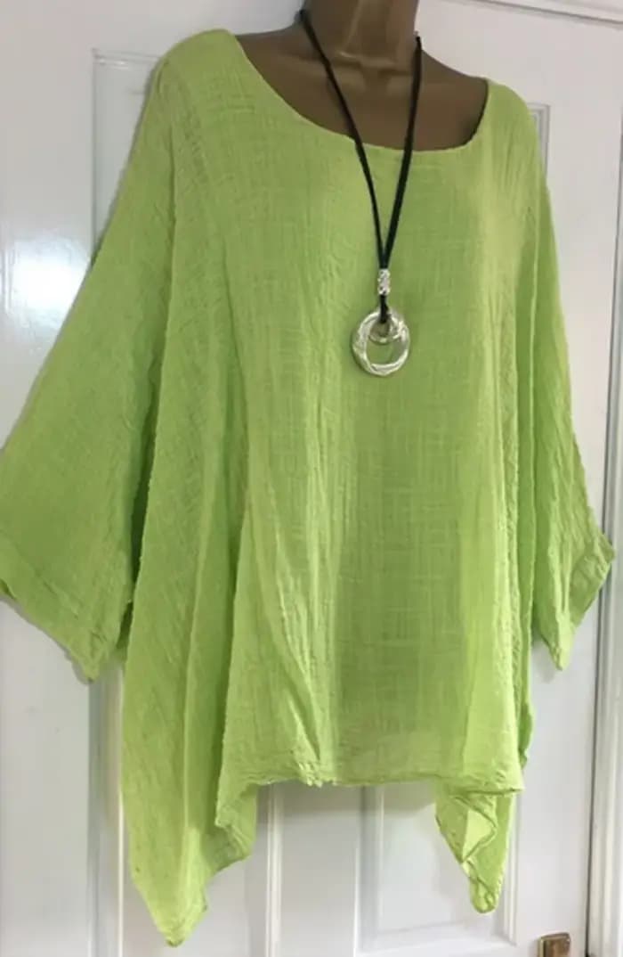 T-Shirt en Lin à Col Rond pour Femme, Grande Taille 5XL, Décontracté, Couleur Unie, Manches sulfChau
