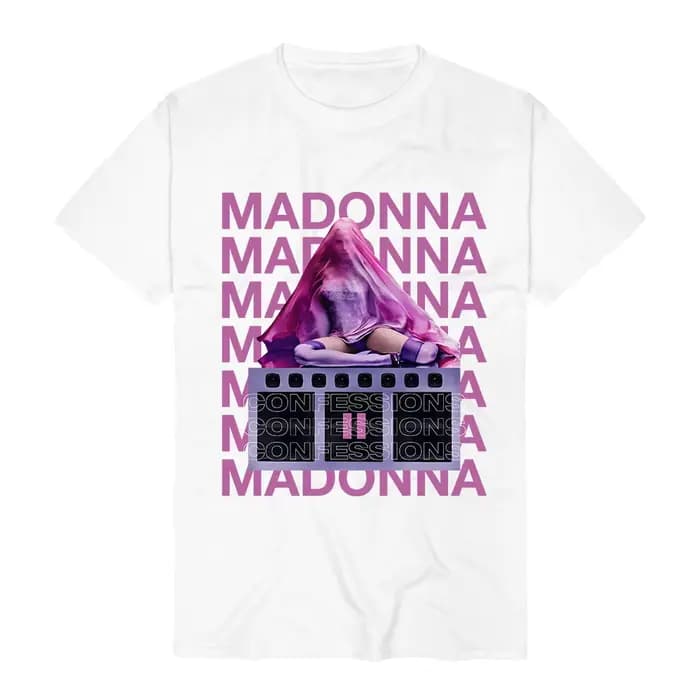 T-shirt unisexe streetwear Madonnaa CONFESSIONS II à imprimé graphique, vêtement décontracté ample e