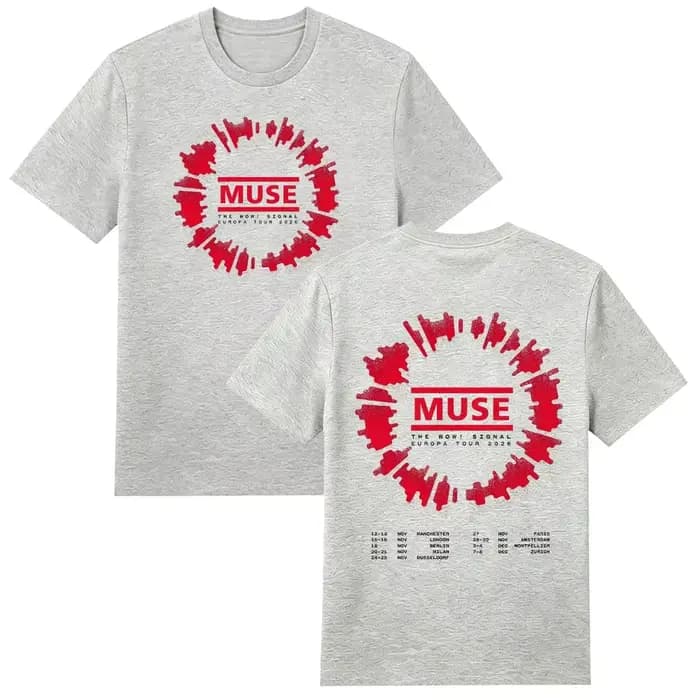Nouveautés 2026 MUSE The Wow! T-shirt Signal Europa Tour 100% coton unisexe pour hommes et femmes