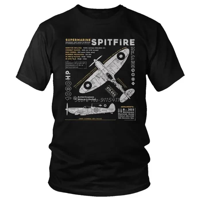 Vintage Supermarine Spitfire MK 1 T-Shirt hommes coton