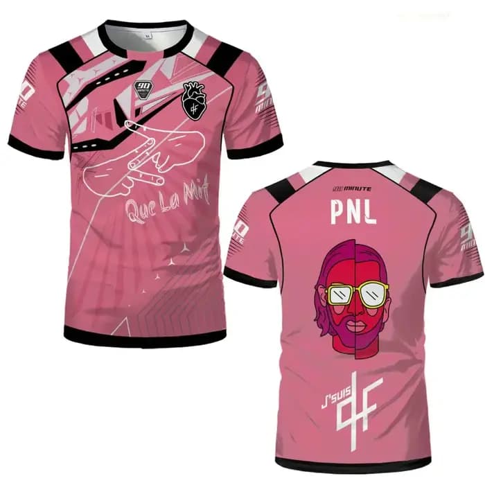 PNL Maillots 90 minutes maillot imprimé respirant Football formation T-shirt hommes et femmes à la mode à manches courtes col rond t-shirts