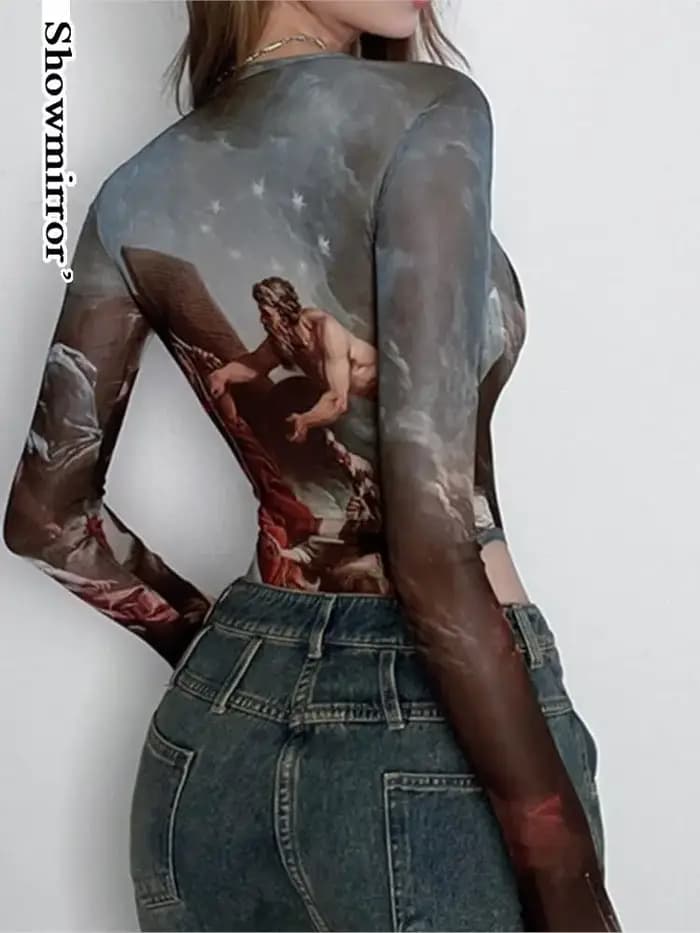 Body imprimé gothique sexy pour femmes