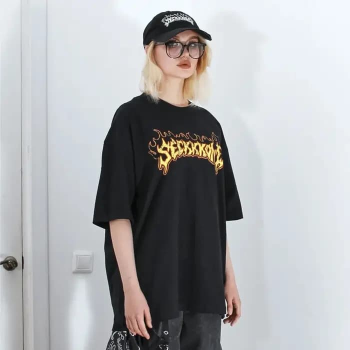 Hip Hop Streetwear surdimensionné vêtements pour hommes à manches courtes SEKKKOND imprimé graphique Y2k hauts t-shirts Harajuku Goth coréen t-shirt coton