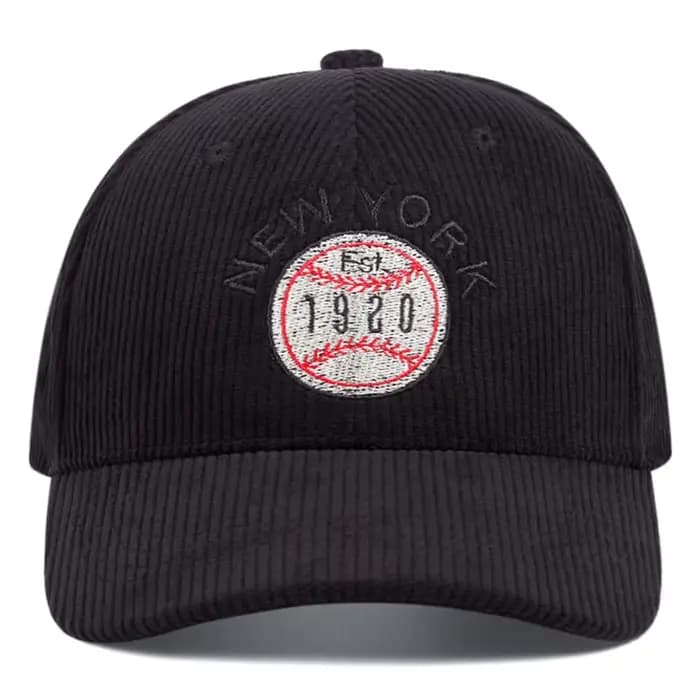 Casquettes de baseball brodées en velours côtelé de New York pour hommes et femmes