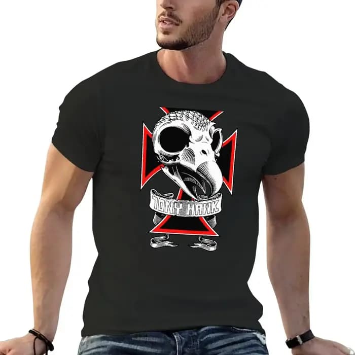 TONY HAWK-T-Shirt à Manches Courtes et Col Rond pour Homme