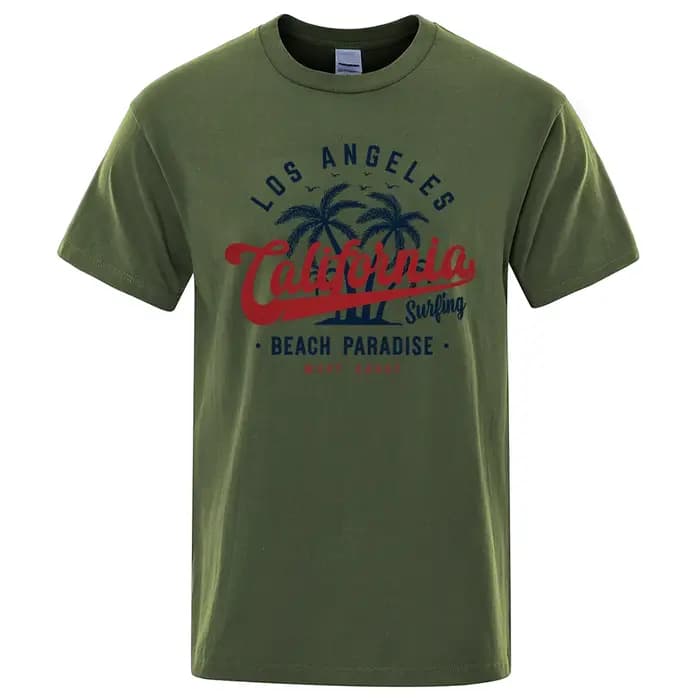 San Francisco, californie plage paradis hommes hauts mode col rond T-Shirt coton été