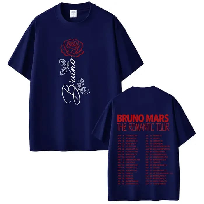 Bruno Mars The Romantic Tour 2026 T-shirt imprimé pour homme et femme
