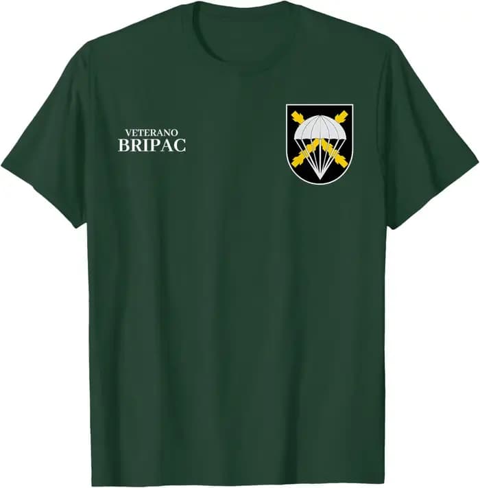 BRIPAC Veterano Ejército Español Paraca T-Shirt Manches Courtes Décontracté 100% Coton Chemise