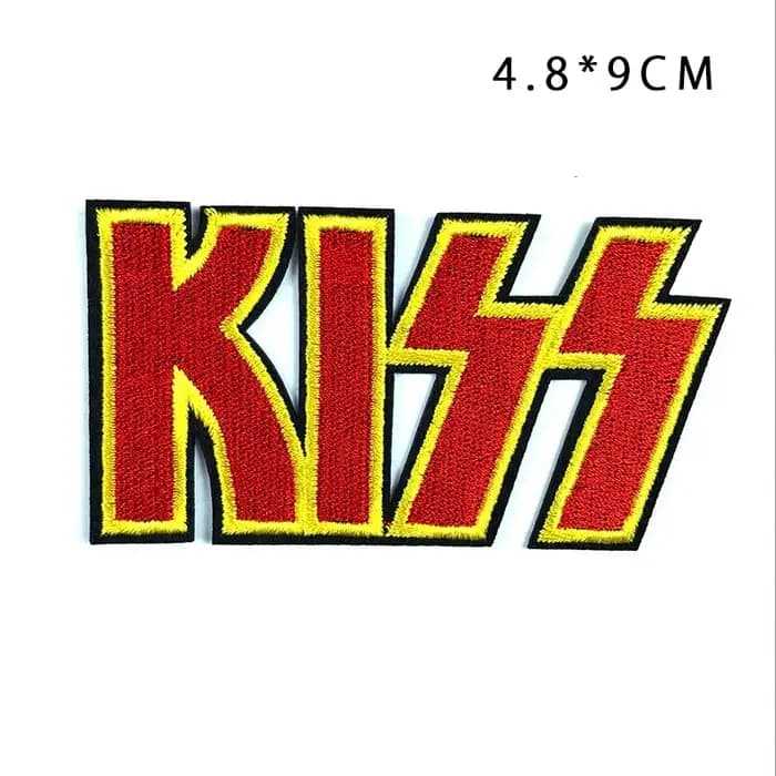 KISS anglais tissu autocollant coloré visage flamme baiser Hip Hop Style créatif bricolage adhésif dos tache patchs pour vêtements fierté
