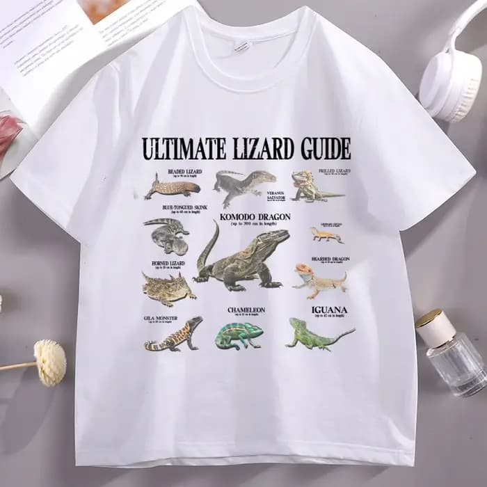 T-shirt Lizard Guide, t-shirt drôle et éducatif avec image de lézard