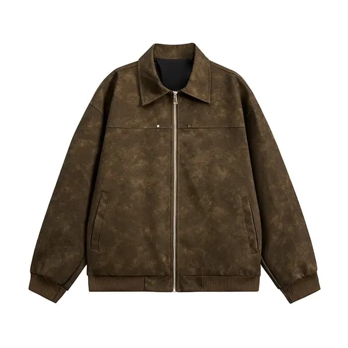Veste en simili cuir tendance pour homme, automne-hiver, couleur unie, col montant, veste de motard