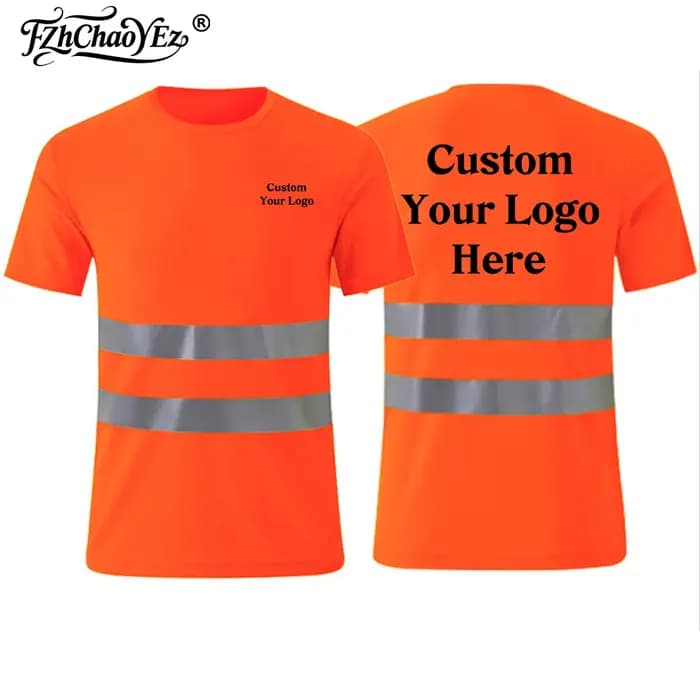 T-shirt à manches courtes personnalisable avec logo, fluorescent, respirant, pour le travail en exté