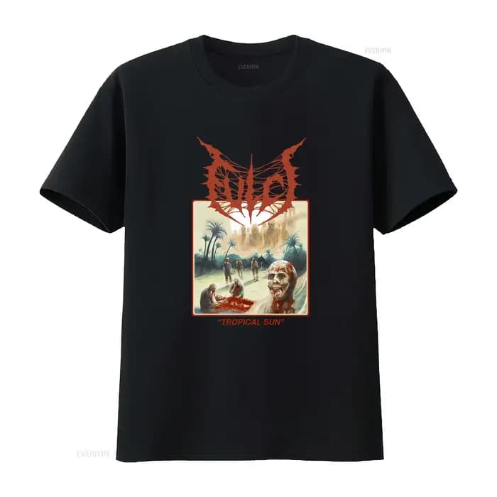 T-shirt unisexe Fulci blanc Tropical Sun couleur beige taille S à 3XL vintage lavé élégant vêtements