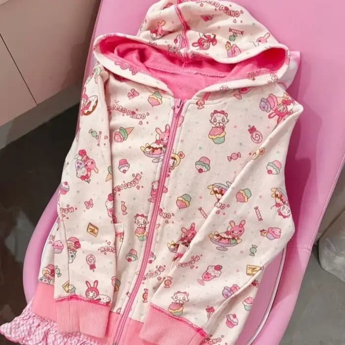 Japonais Kawaii mignon dessin animé imprimé sweats à capuche femmes décontracté Grunge Lolita