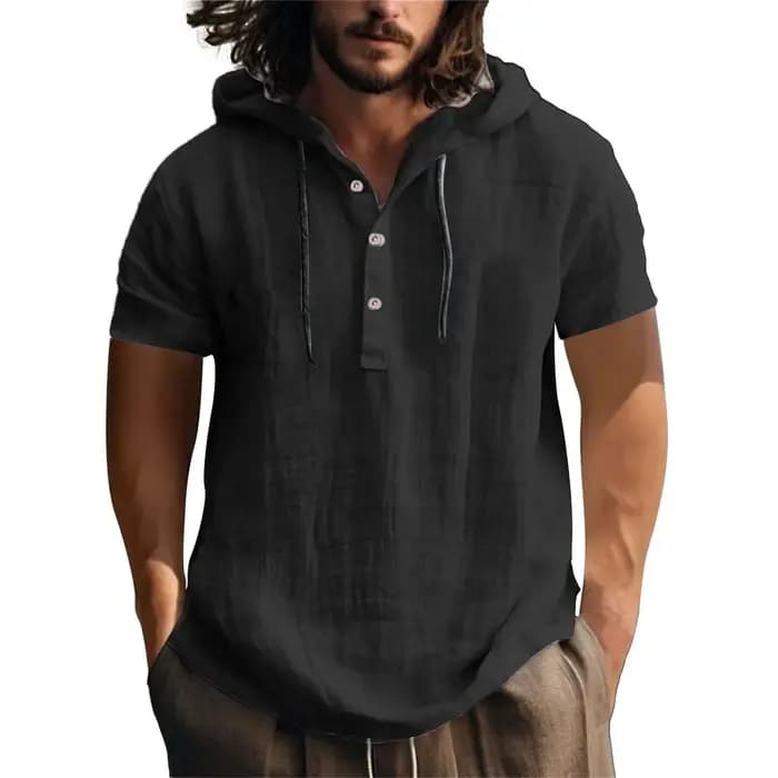 T-shirt à capuche décontracté à manches courtes