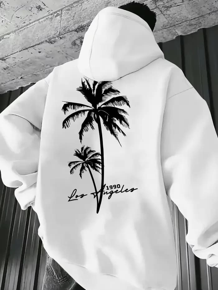 Sweat-shirt à capuche California pour homme, surdimensionné, imprimé graphique palmiers de Los Angel