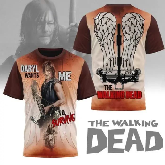 Classique horreur TV The Walking Dead T-shirts 3D Daryl Dixon imprimer unisexe Streetwear été nouvea