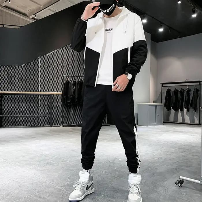 Ensemble de survêtement décontracté pour homme 2026 – Veste à capuche et pantalon de jogging 2 pièce