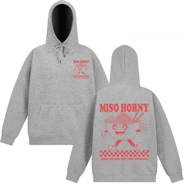 Miso Horny Ramen drôle Meme sweat à capuche hommes femmes mode Harajuku sweat automne et hiver Hip-hop Super ample Vintage pull