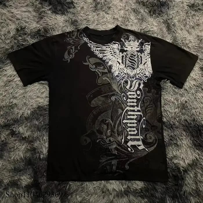 Classique Y2K Style gothique T-shirt imprimé surdimensionné