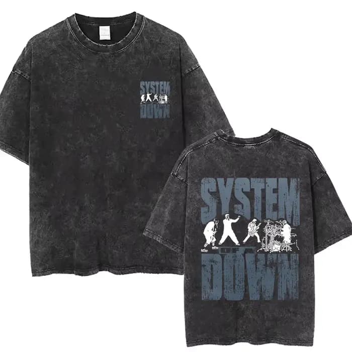 T-shirt System of A Down Toxicity pour hommes, style rétro rock, surdimensionné, années 90, alternat
