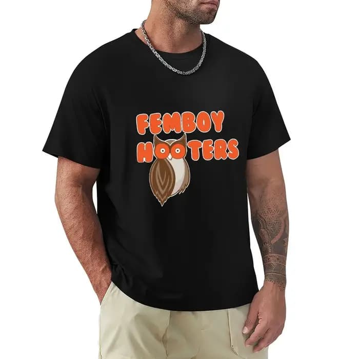 Femboy Hooters T-Shirt homme T-Shirt drôle chemise coton hommes T-Shirt