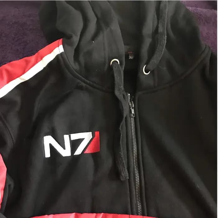Mass Effect sweat à capuche hommes noir Anime fermeture éclair