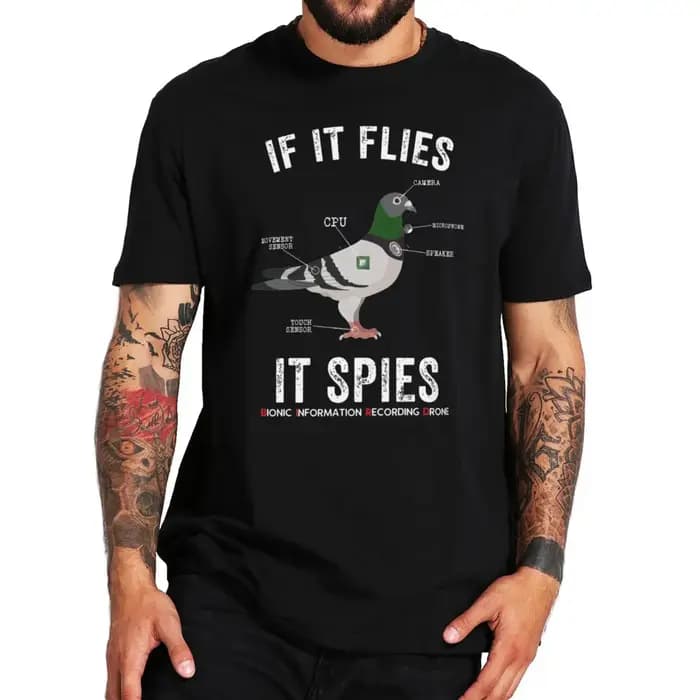 Si il vole les épis les oiseaux ne sont pas réels t-shirt drôle Nerd Drone théorie du complot t-shirts classiques 100% coton pour unisexe