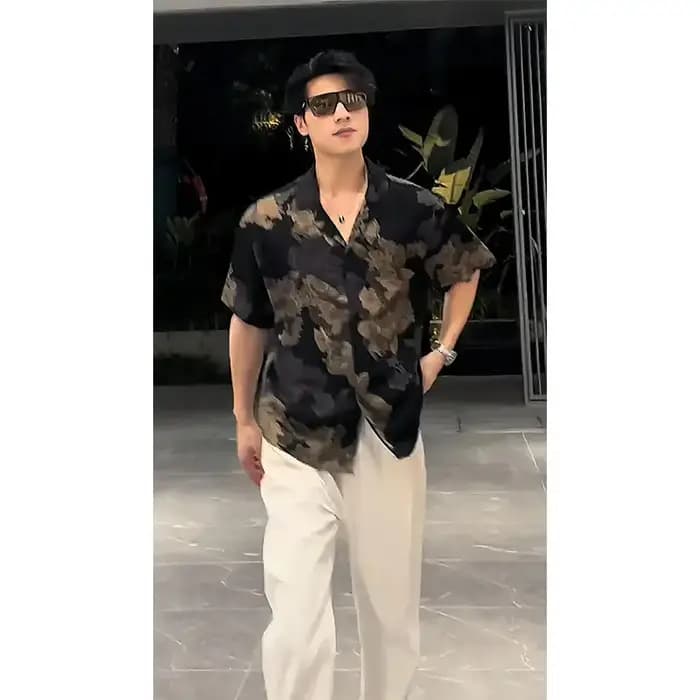 Marque à la mode belle rue frit rétro Hong Kong Style chemise hommes