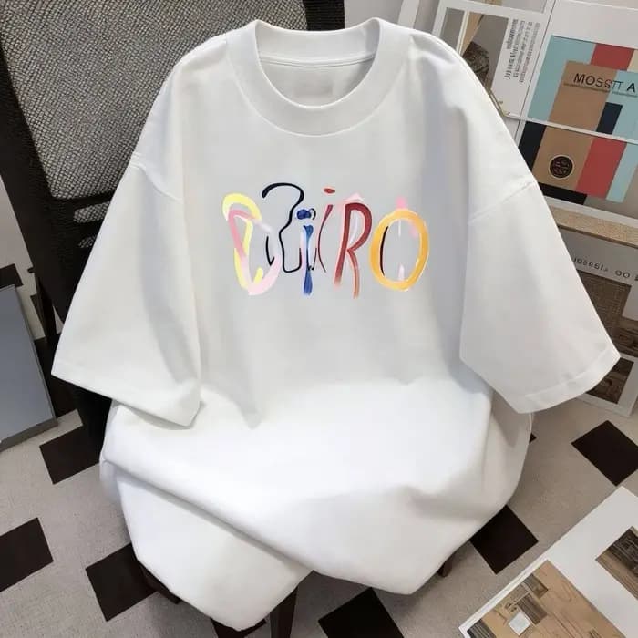 T-shirt à manches courtes imprimé de lettres colorées de style américain pour hommes et femmes