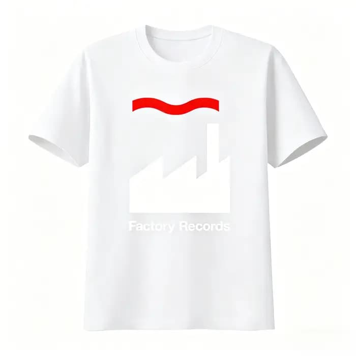 T-shirt Factory Records disponible en noir et blanc classiques