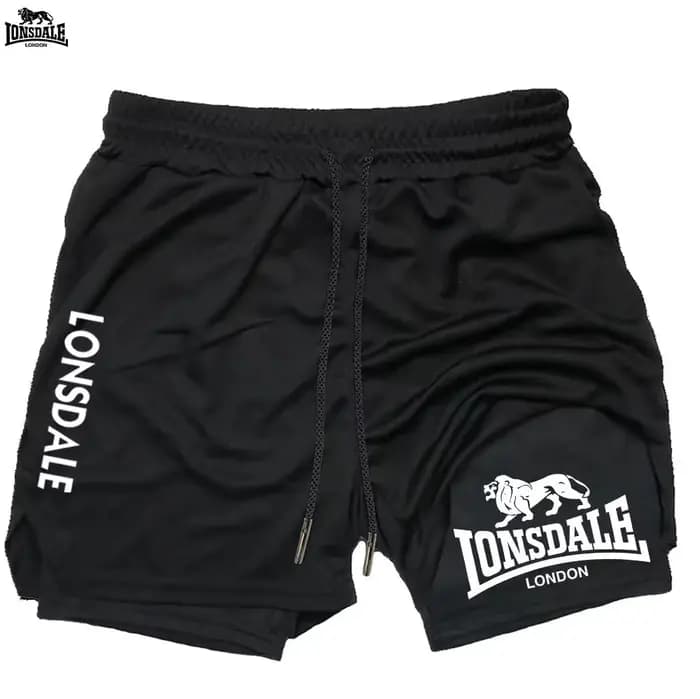 LONSDALE Short de sport double couche deux-en-un pour homme