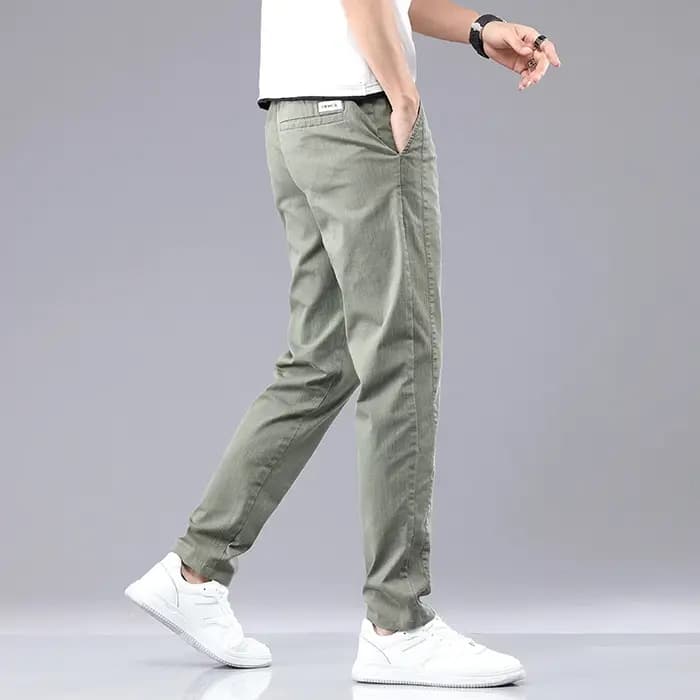 6 couleurs été hommes classique coton couleur unie mode affaires pantalons décontractés taille élastique