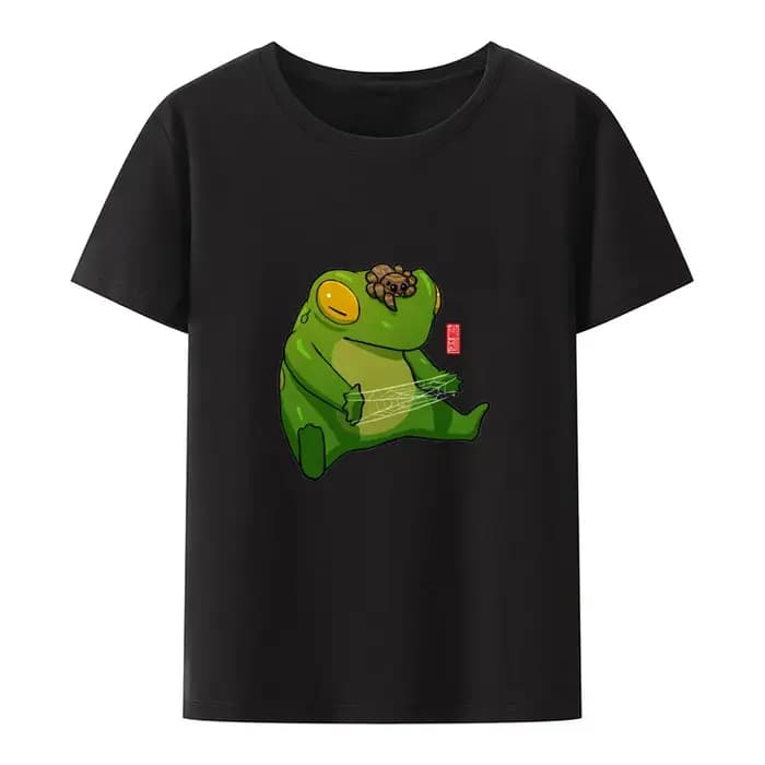 Grenouille et ses Sprog faisant des boulettes imprimer t-shirt cadeau Kawaii vêtements pour femmes