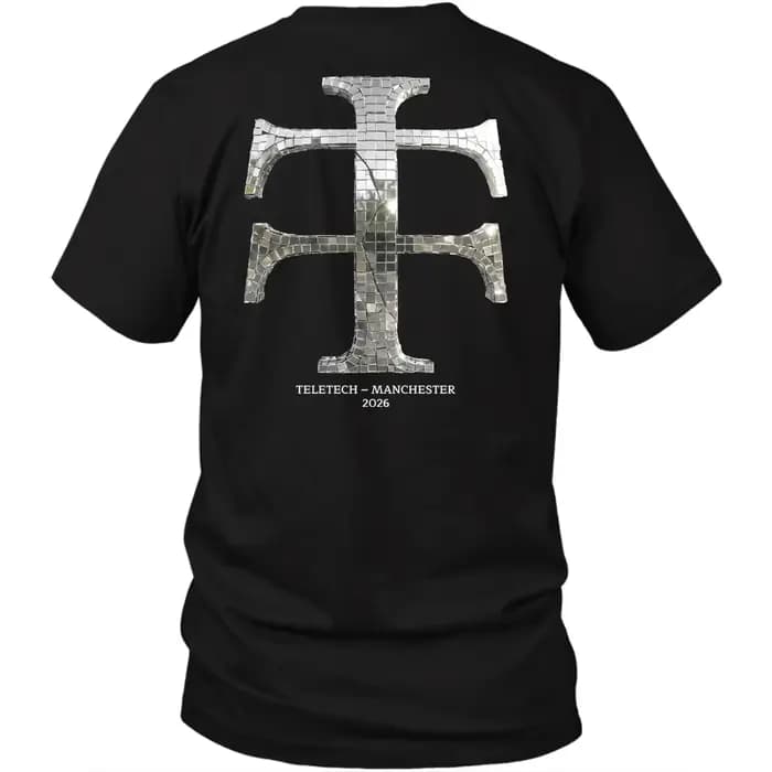 Teletech Manchester 2026 T-shirt imprimé au dos Techno Rave Electronic Music surdimensionné unisexe à manches courtes en coton avec motif graphique