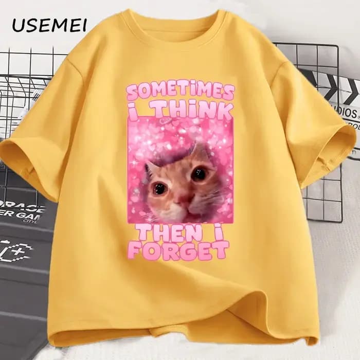 Parfois, je pense puis j'oublier drôle chat Meme T-shirt femmes hommes stupide Humor chats