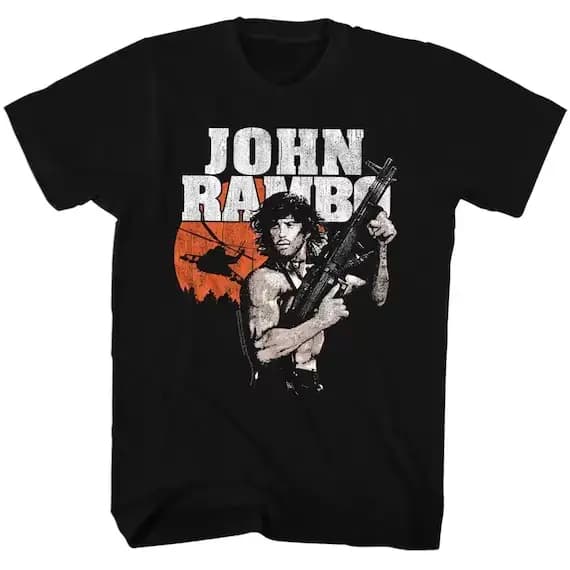 T-shirt pour homme inspiré de John Rambo - Motif graphique emblématique du film avec la signature