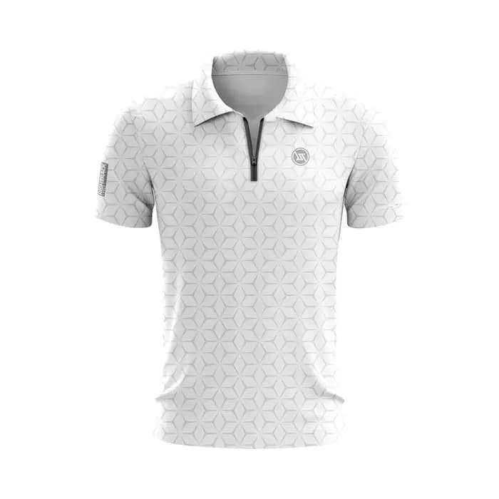 Polo zippé pour homme, revers imprimé décontracté